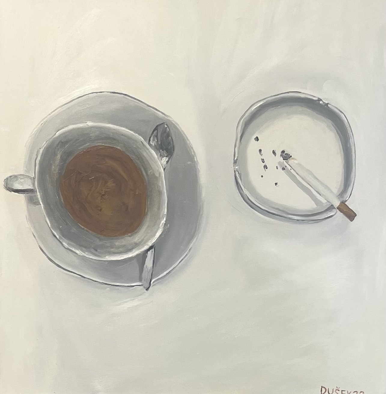 Zátiší s kafé a cigaretou