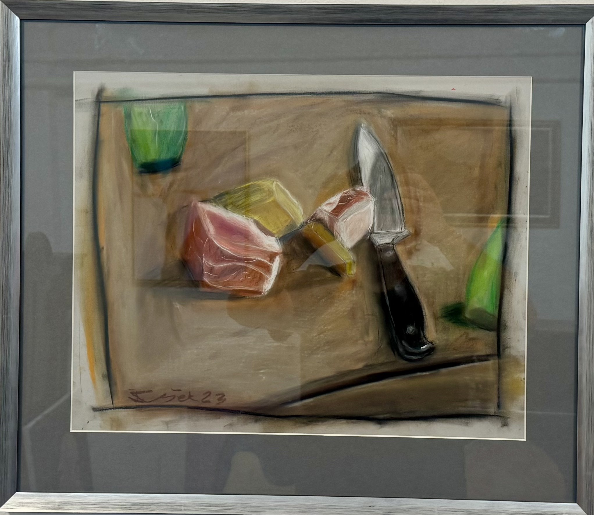 Zátiší se šunkou a sýrem